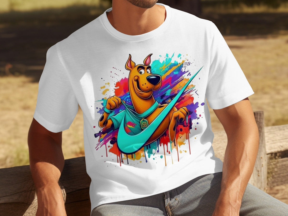 Scooby Doo With Nike Logo Trendy Colorful Splash T-Shirts