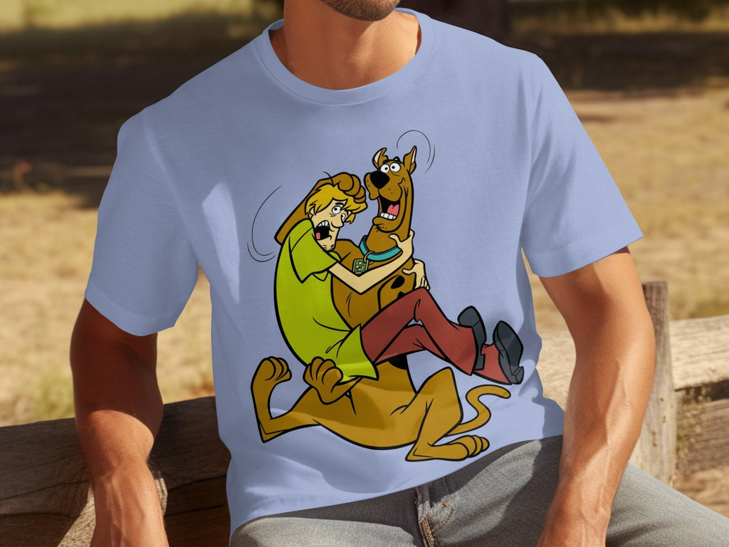 Shaggy Riding Scooby Doo Scared Cartoon Character T-Shirts