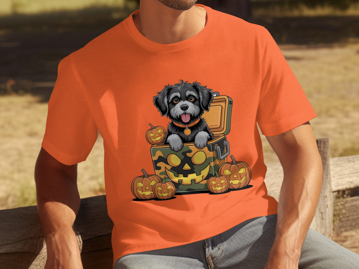 Cute Dog In a Pumpkin Container Halloween Season T-Shirts