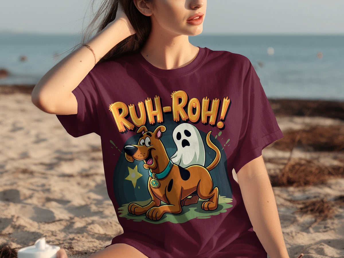 Ruh Roh Scooby Doo With Ghost Cartoon Style Design T-Shirts