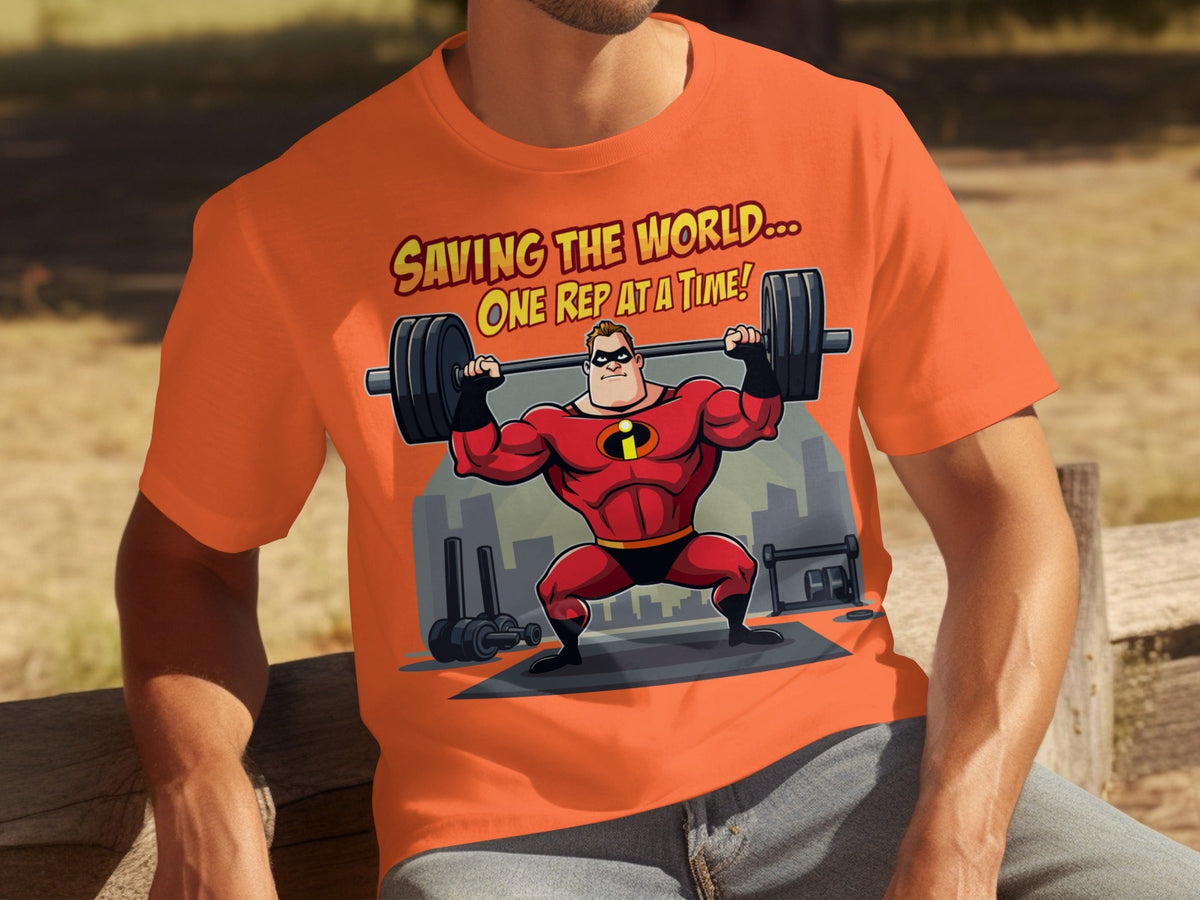 Saving the World One Rep at a Time Heroic Gym T-Shirts