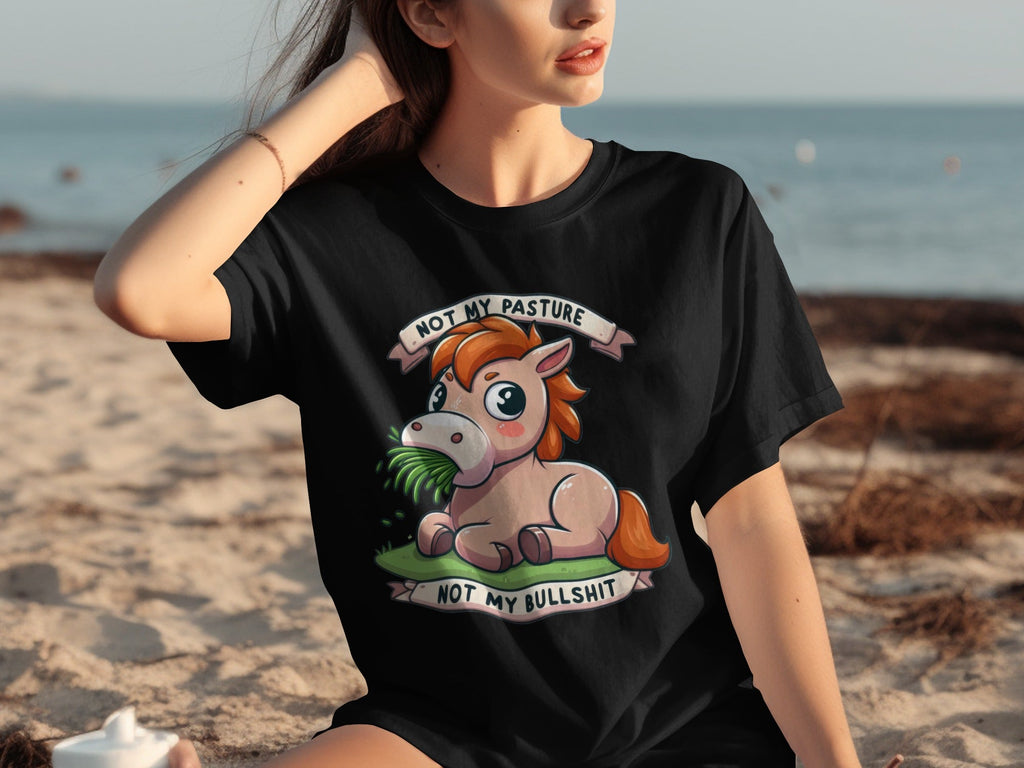 Not My Pasture Cute Horse With Phrase Funny Slogan T-Shirts