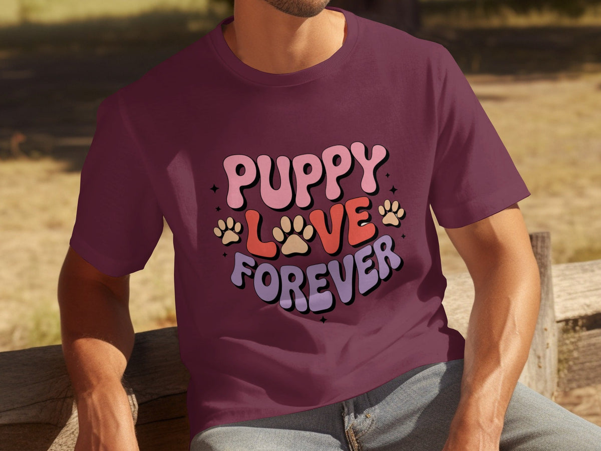 Puppy Love Forever Retro Style Graphic Design T-Shirts