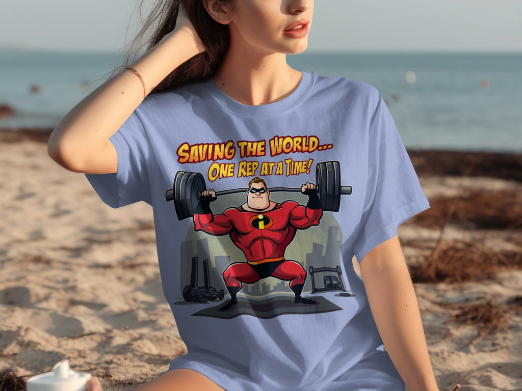 Saving the World One Rep at a Time Heroic Gym T-Shirts