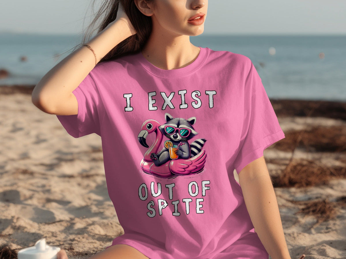 Funny Raccoon Flamingo Float I Exist Out Of Spite T-Shirts