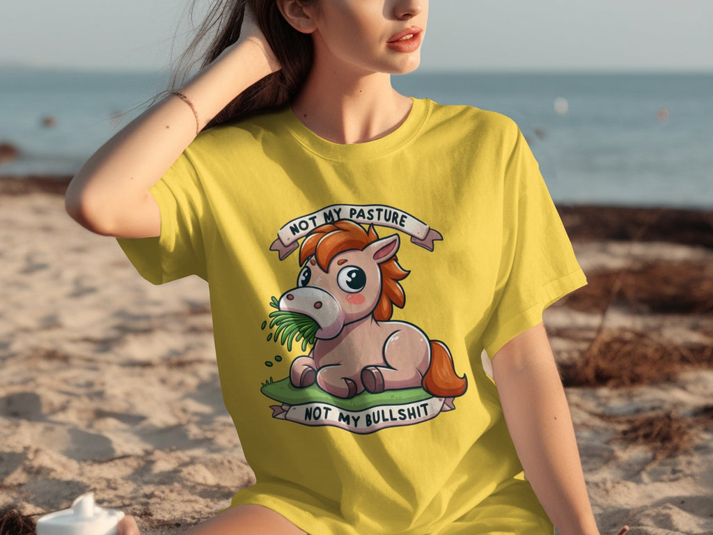 Not My Pasture Cute Horse With Phrase Funny Slogan T-Shirts