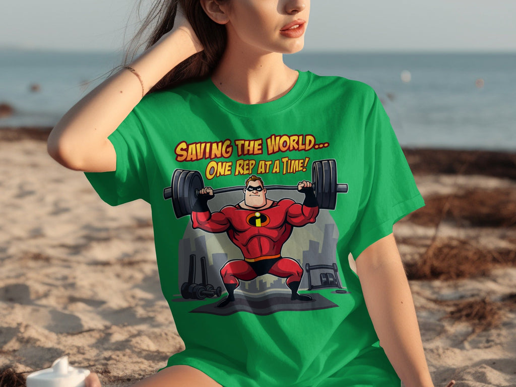 Saving the World One Rep at a Time Heroic Gym T-Shirts