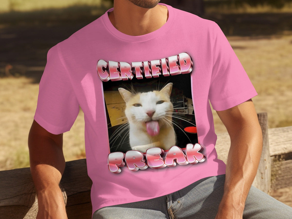 Certified Freak Hilarious Cat With Tongue Out T-Shirts