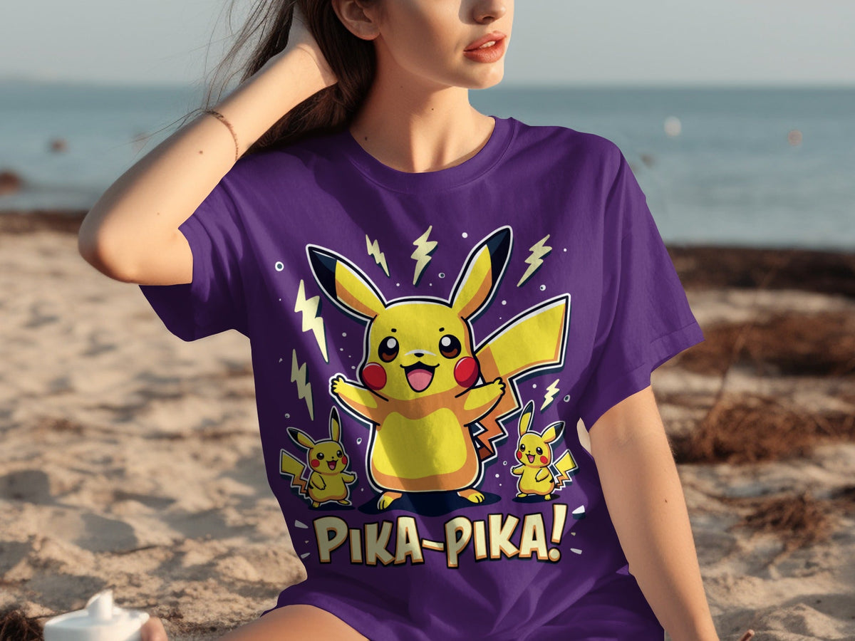 Pika Pika Pikachu With Electrical Arcs Design T-Shirts