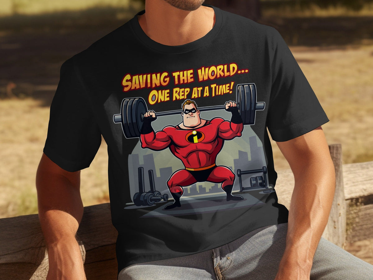 Saving the World One Rep at a Time Heroic Gym T-Shirts