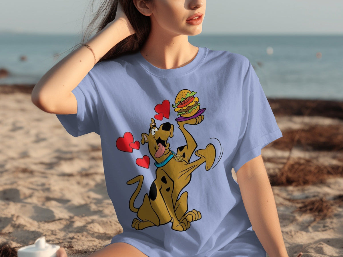 Scooby Doo Craves a Burger with Hearts Around Him T-Shirts
