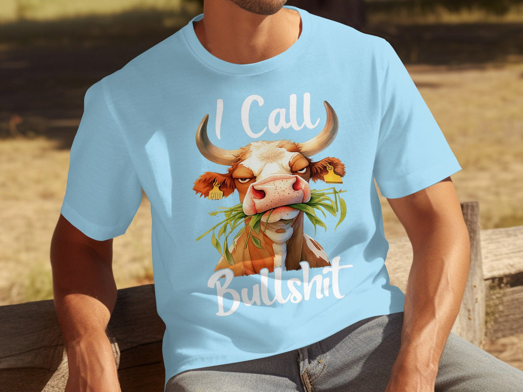 I Call Bullshit Cow with Grass Mouth Funny Farm T-Shirts