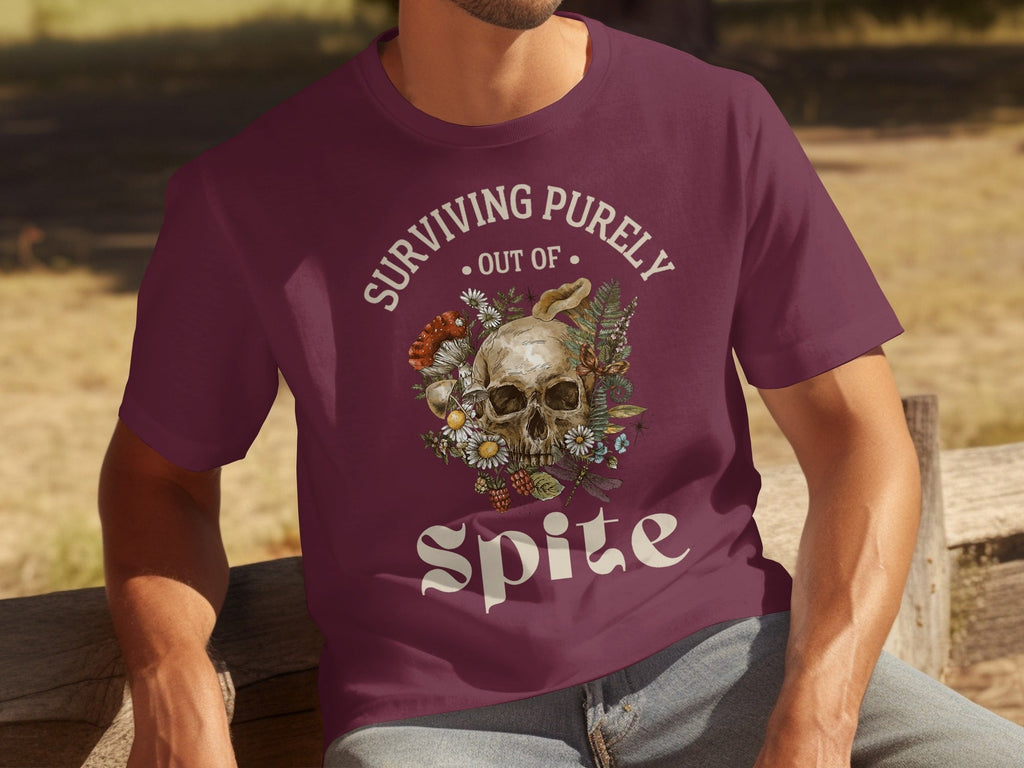 Surviving Purely Out of Spite Floral Skull T-Shirts product image 11