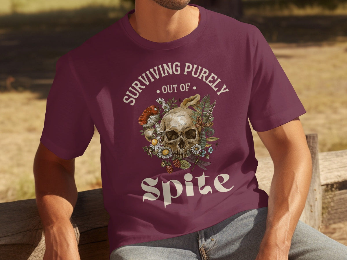 Surviving Purely Out of Spite Floral Skull T-Shirts product image 11
