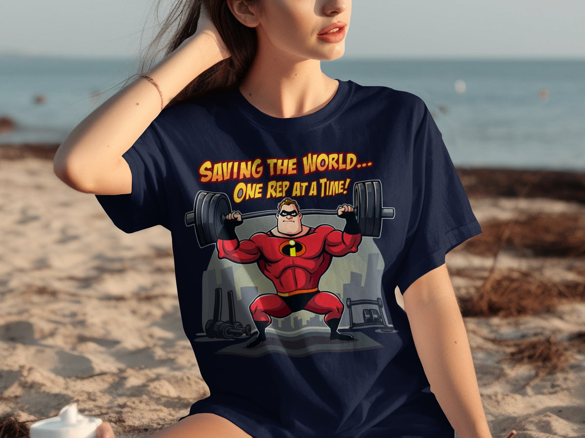 Saving the World One Rep at a Time Heroic Gym T-Shirts