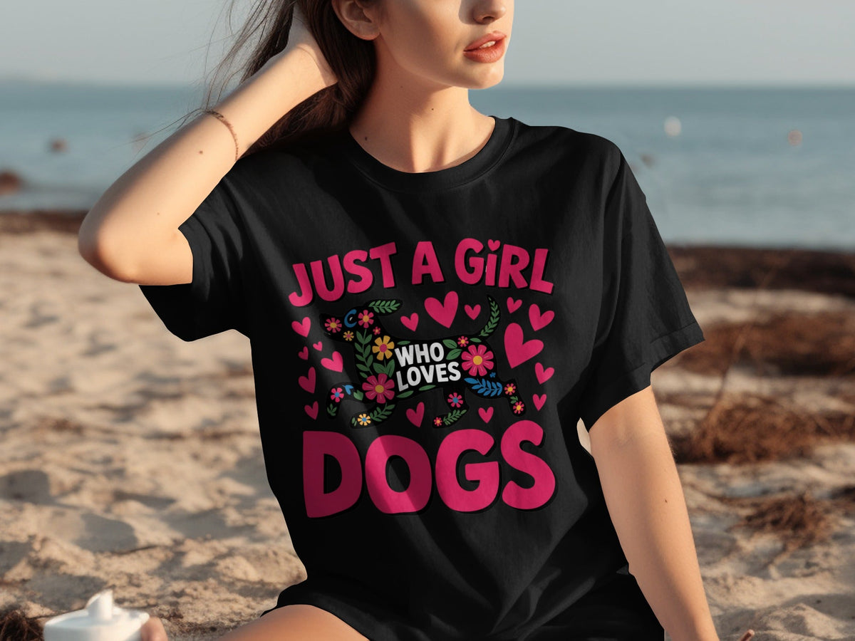 Just A Girl Who Loves Dogs With Floral Dog T-Shirts product image 15