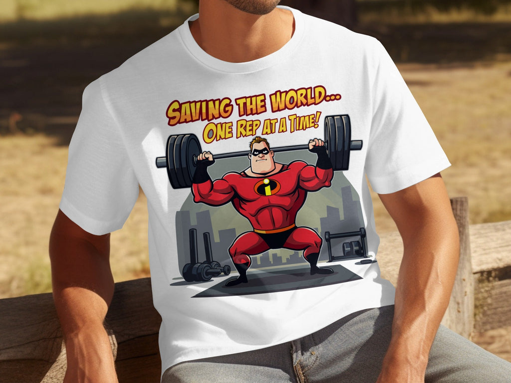Saving the World One Rep at a Time Heroic Gym T-Shirts