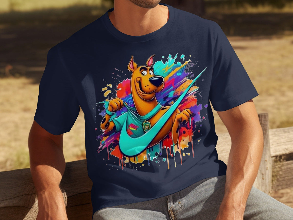 Scooby Doo With Nike Logo Trendy Colorful Splash T-Shirts