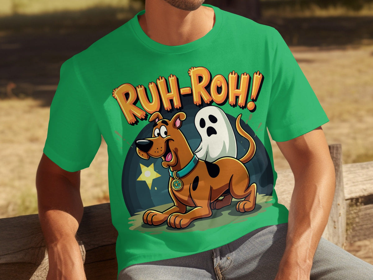 Ruh Roh Scooby Doo With Ghost Cartoon Style Design T-Shirts