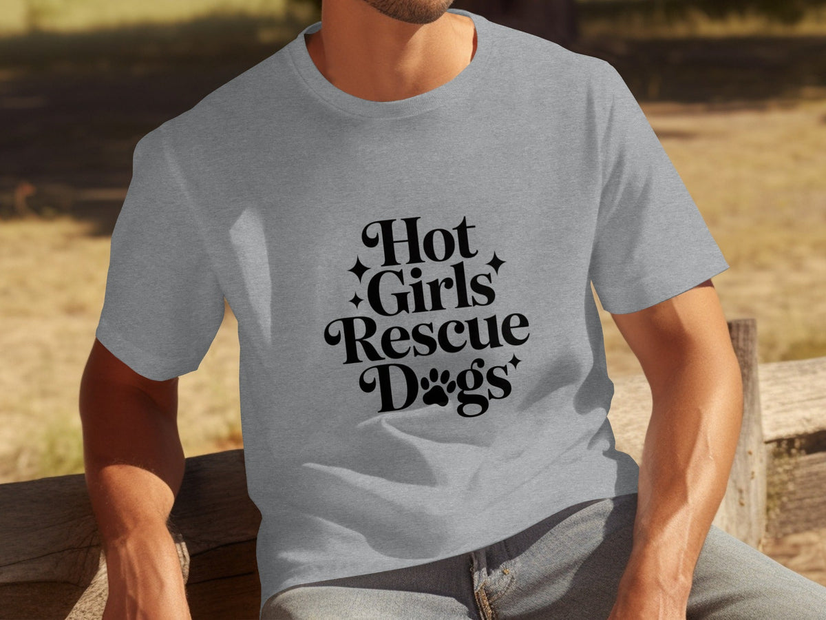 Hot Girls Rescue Dogs Graphic Print Novelty Design T-Shirts