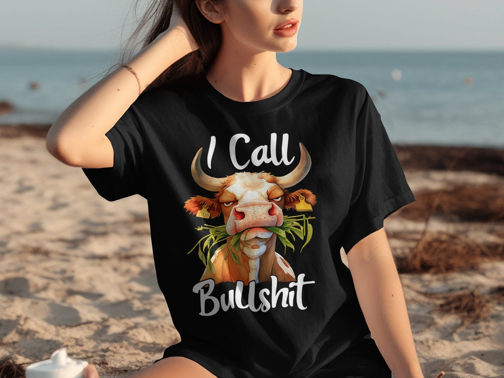 I Call Bullshit Cow with Grass Mouth Funny Farm T-Shirts
