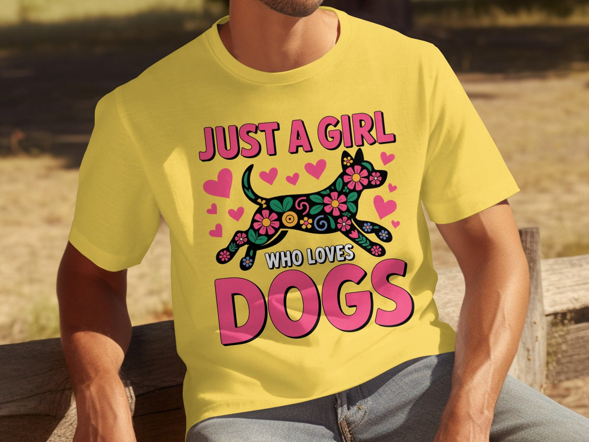 Just A Girl Who Loves Dogs Floral Dog Design T-Shirts