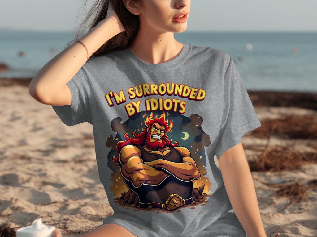 Surrounded By Idiots Cartoon Angry Zeus Design T-Shirts product image 1
