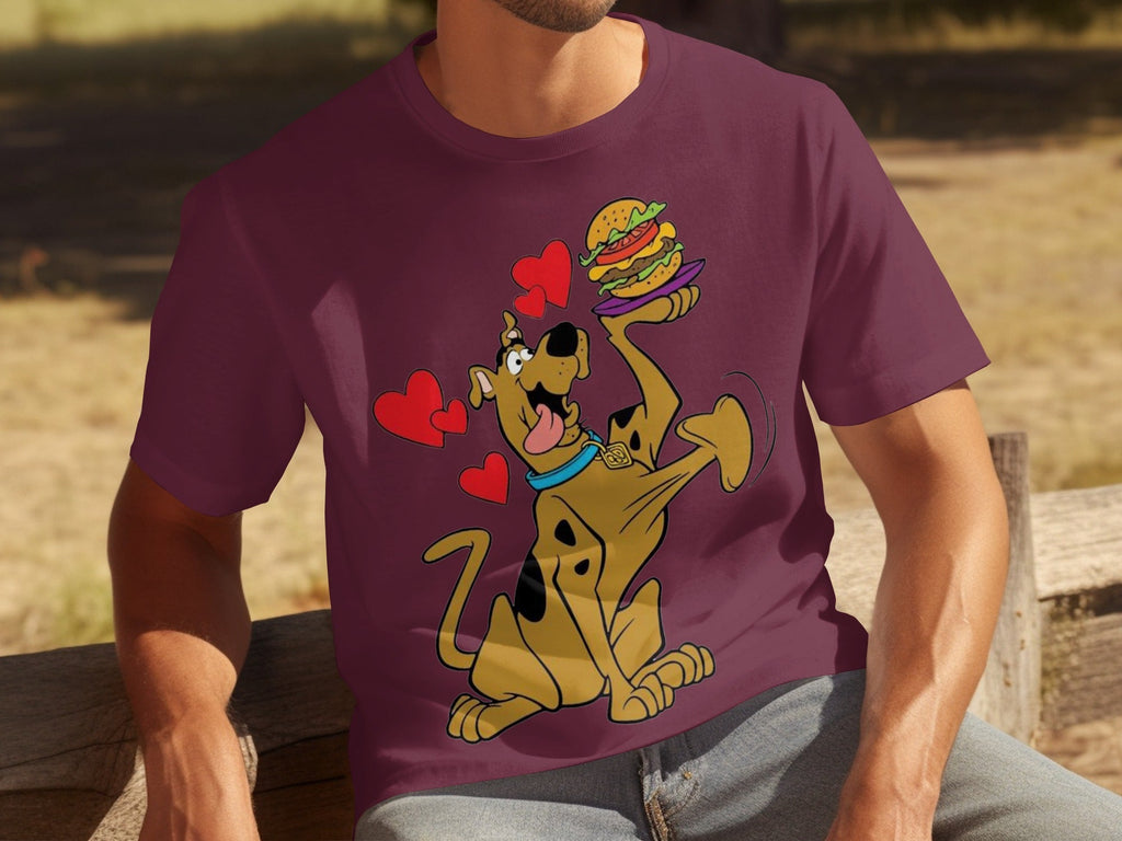 Scooby Doo Craves a Burger with Hearts Around Him T-Shirts