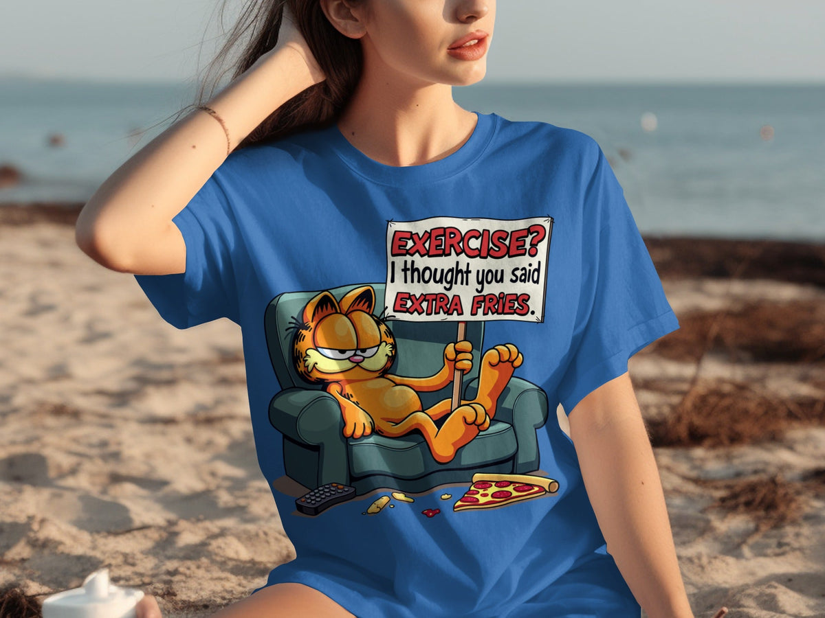 Garfield I Thought You Said Extra Fries Funny Cartoon T-Shirts
