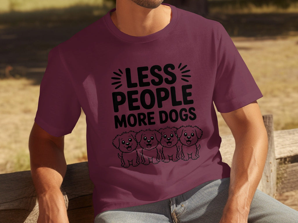 Less People More Dogs with Cute Dog Pets Art T-Shirts