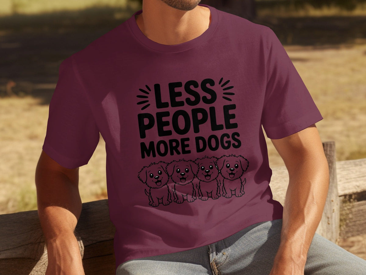 Less People More Dogs with Cute Dog Pets Art T-Shirts