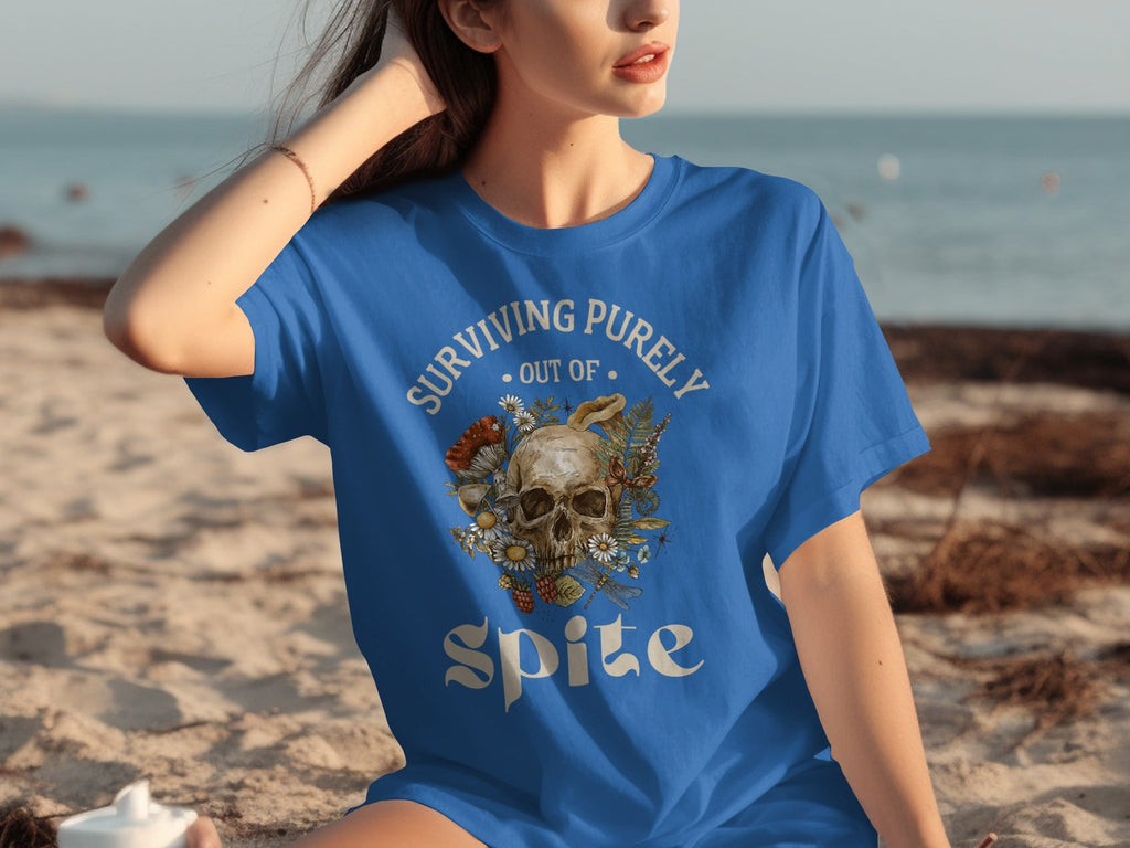 Surviving Purely Out of Spite Floral Skull T-Shirts product image 18