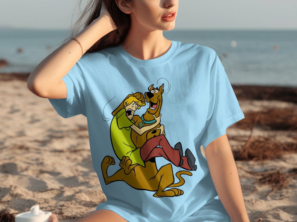 Shaggy Riding Scooby Doo Scared Cartoon Character T-Shirts