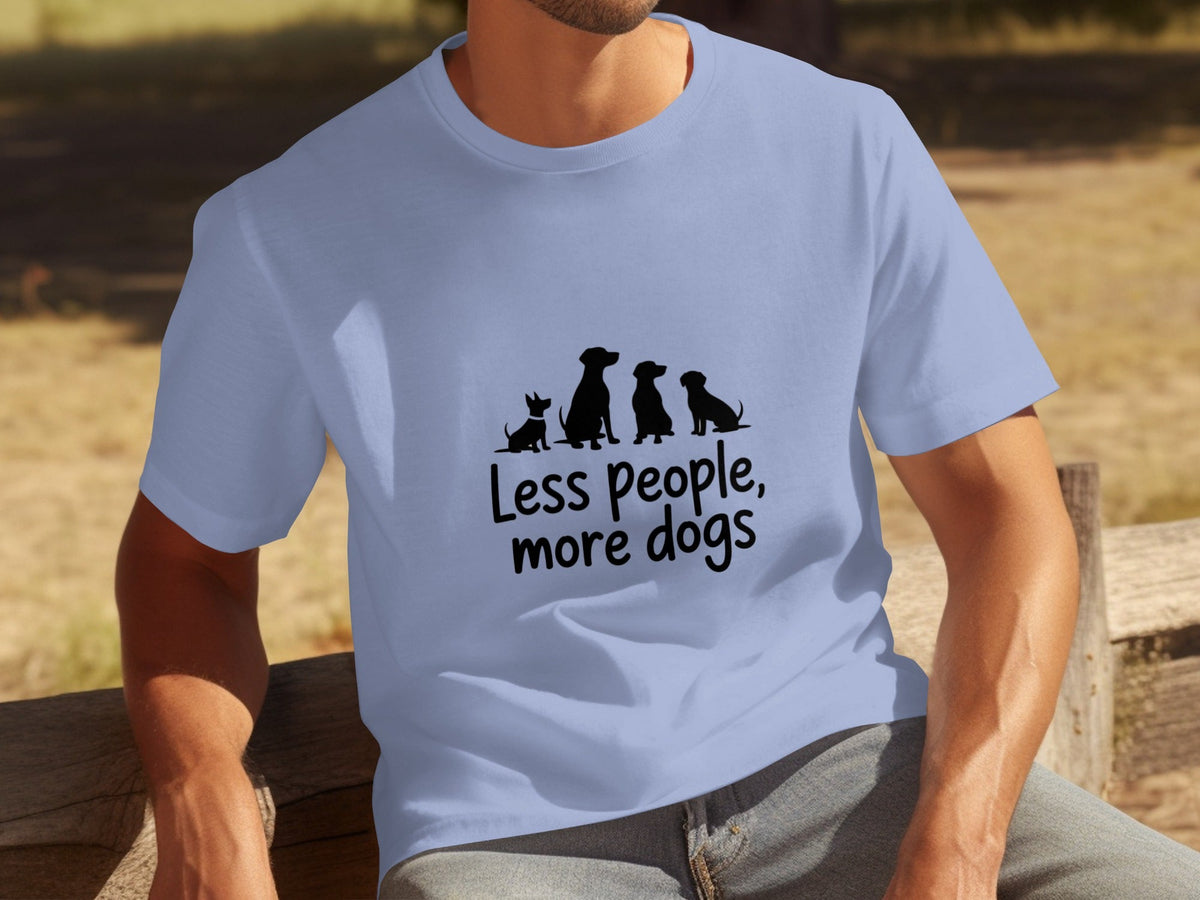 Less People More Dogs Silhouette Image Funny Pet T-Shirts