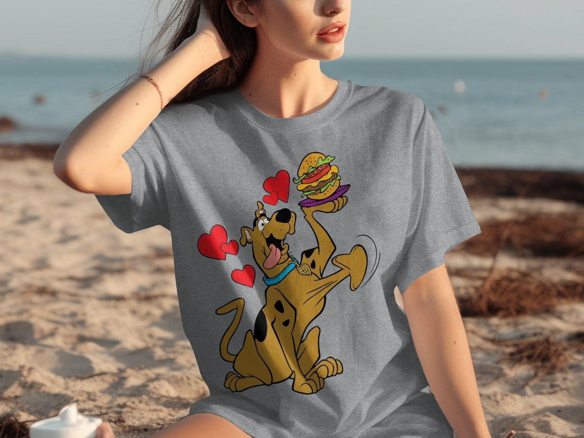 Scooby Doo Craves a Burger with Hearts Around Him T-Shirts