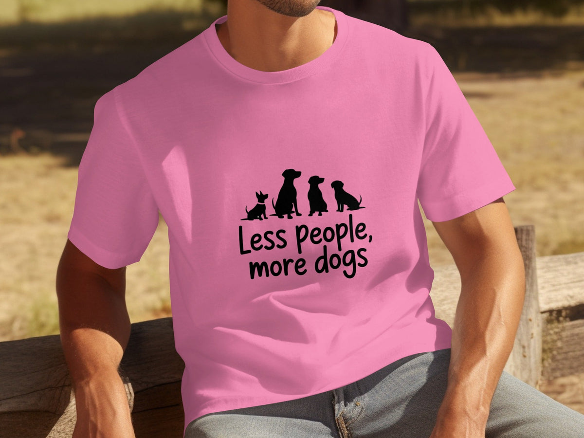 Less People More Dogs Silhouette Image Funny Pet T-Shirts