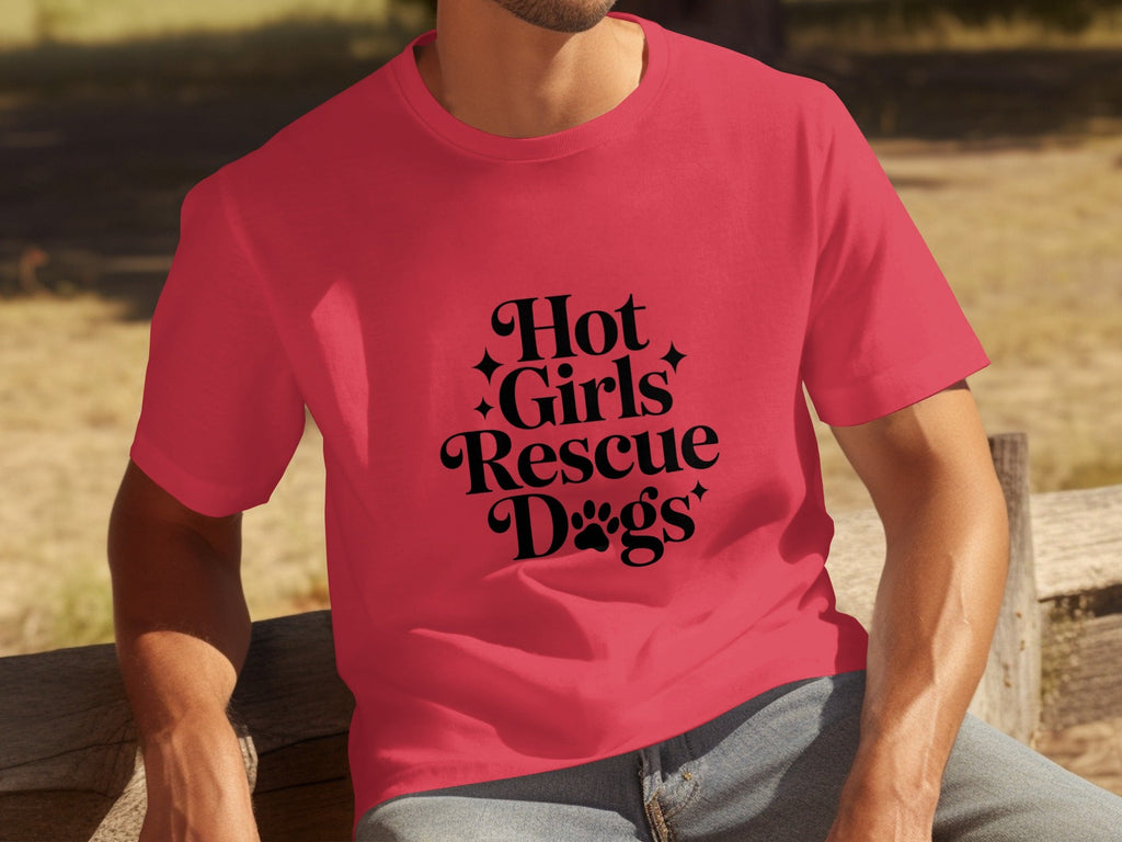 Hot Girls Rescue Dogs Graphic Print Novelty Design T-Shirts