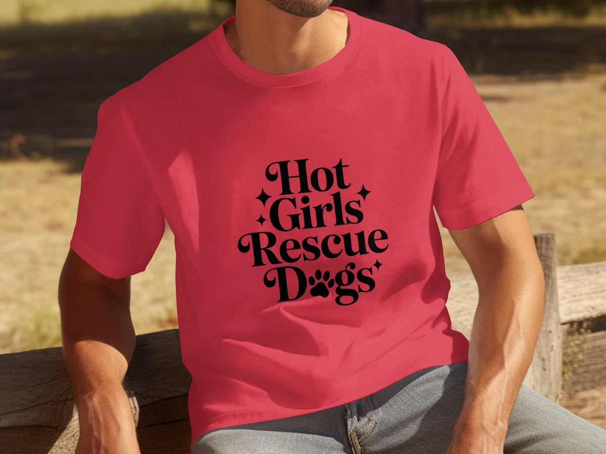 Hot Girls Rescue Dogs Graphic Print Novelty Design T-Shirts