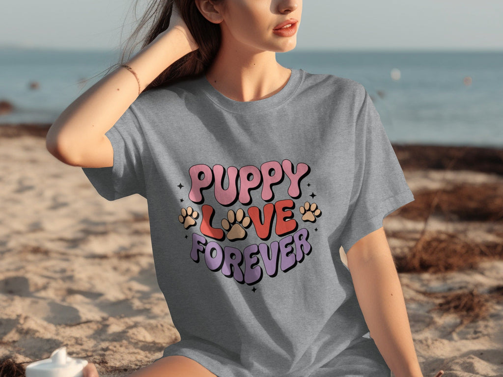 Puppy Love Forever Retro Style Graphic Design T-Shirts