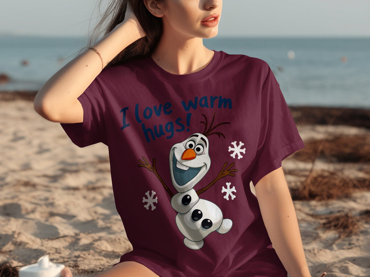 I Love Warm Hugs! Olaf the Snowman Cartoon T-Shirts