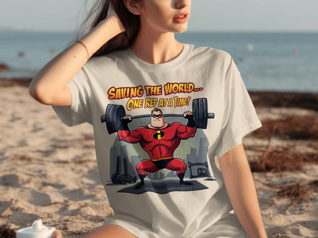 Saving the World One Rep at a Time Heroic Gym T-Shirts