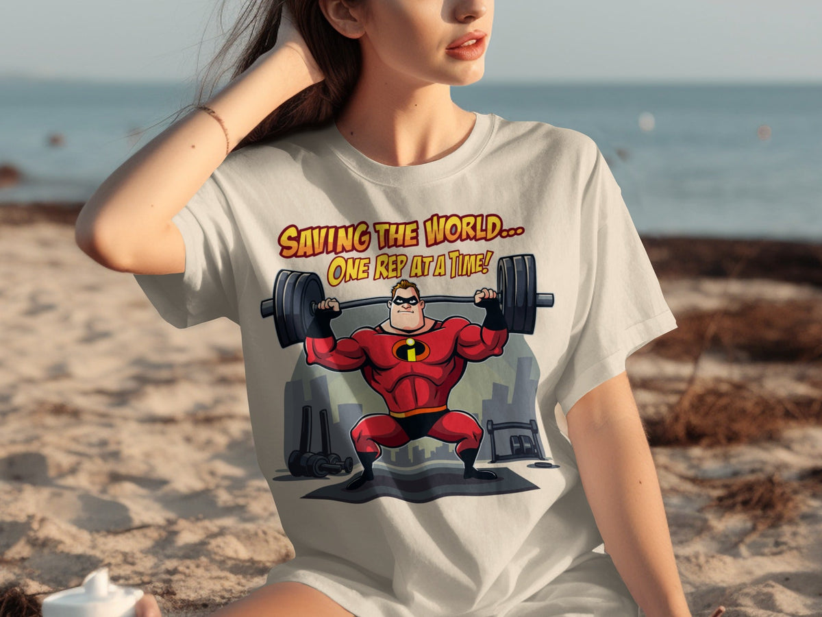 Saving the World One Rep at a Time Heroic Gym T-Shirts