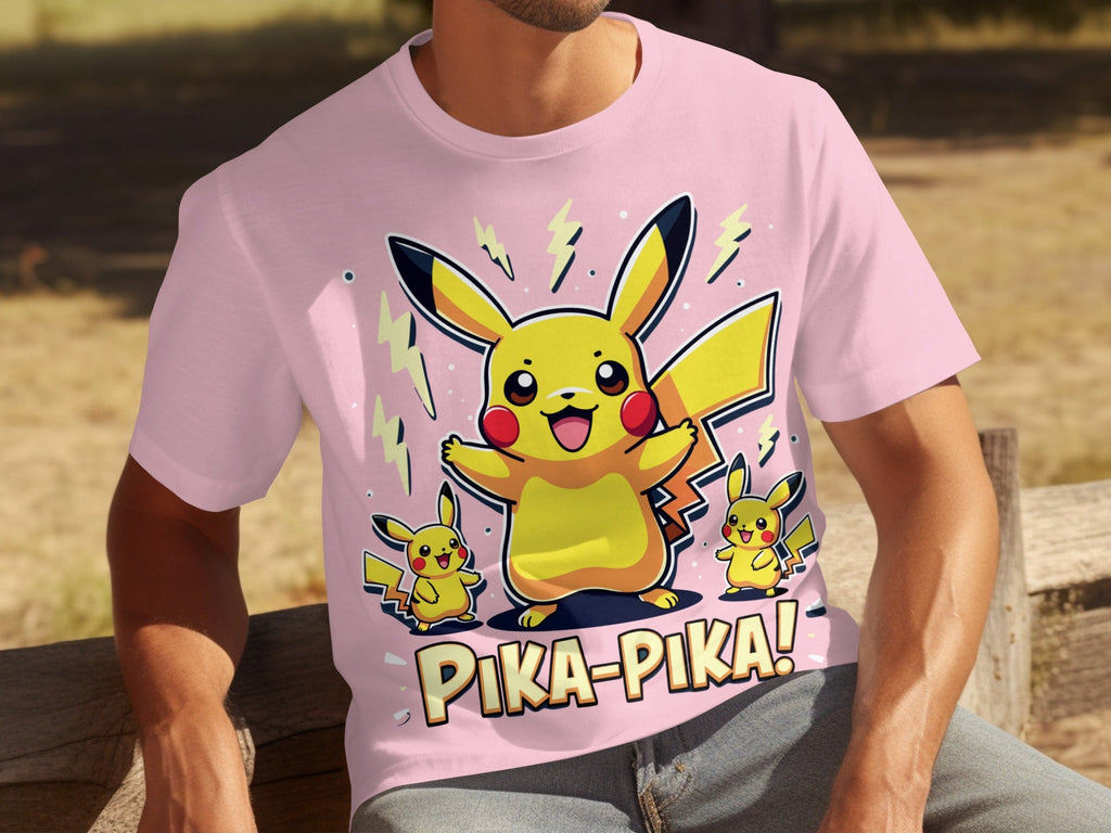 Pika Pika Pikachu With Electrical Arcs Design T-Shirts