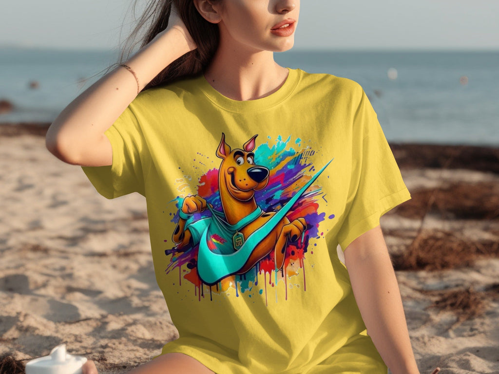 Scooby Doo With Nike Logo Trendy Colorful Splash T-Shirts