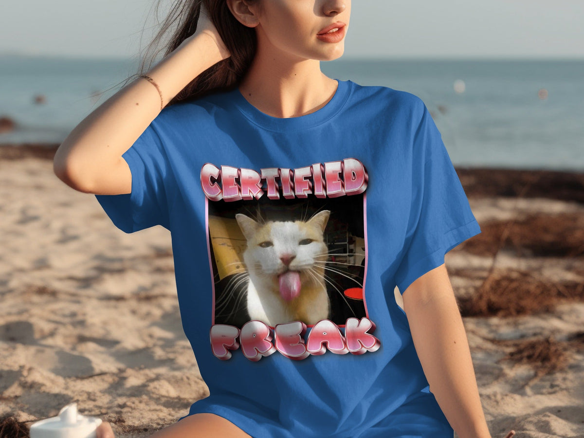Certified Freak Hilarious Cat With Tongue Out T-Shirts