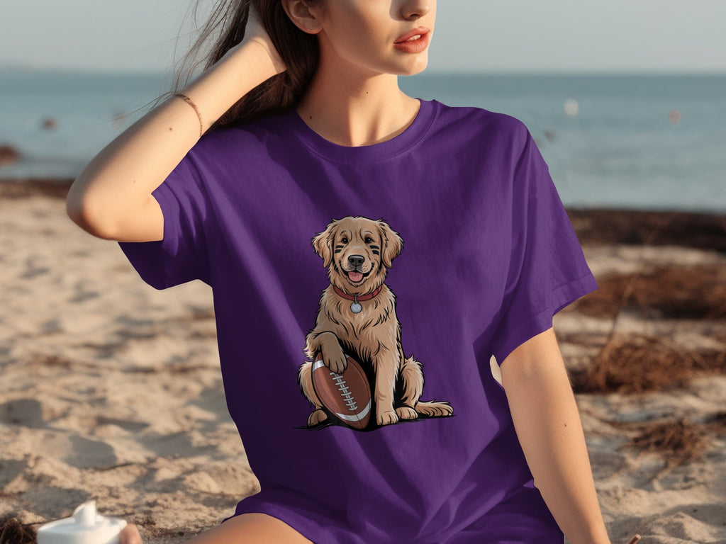 Golden Retriever Ready for Football Season T-Shirts