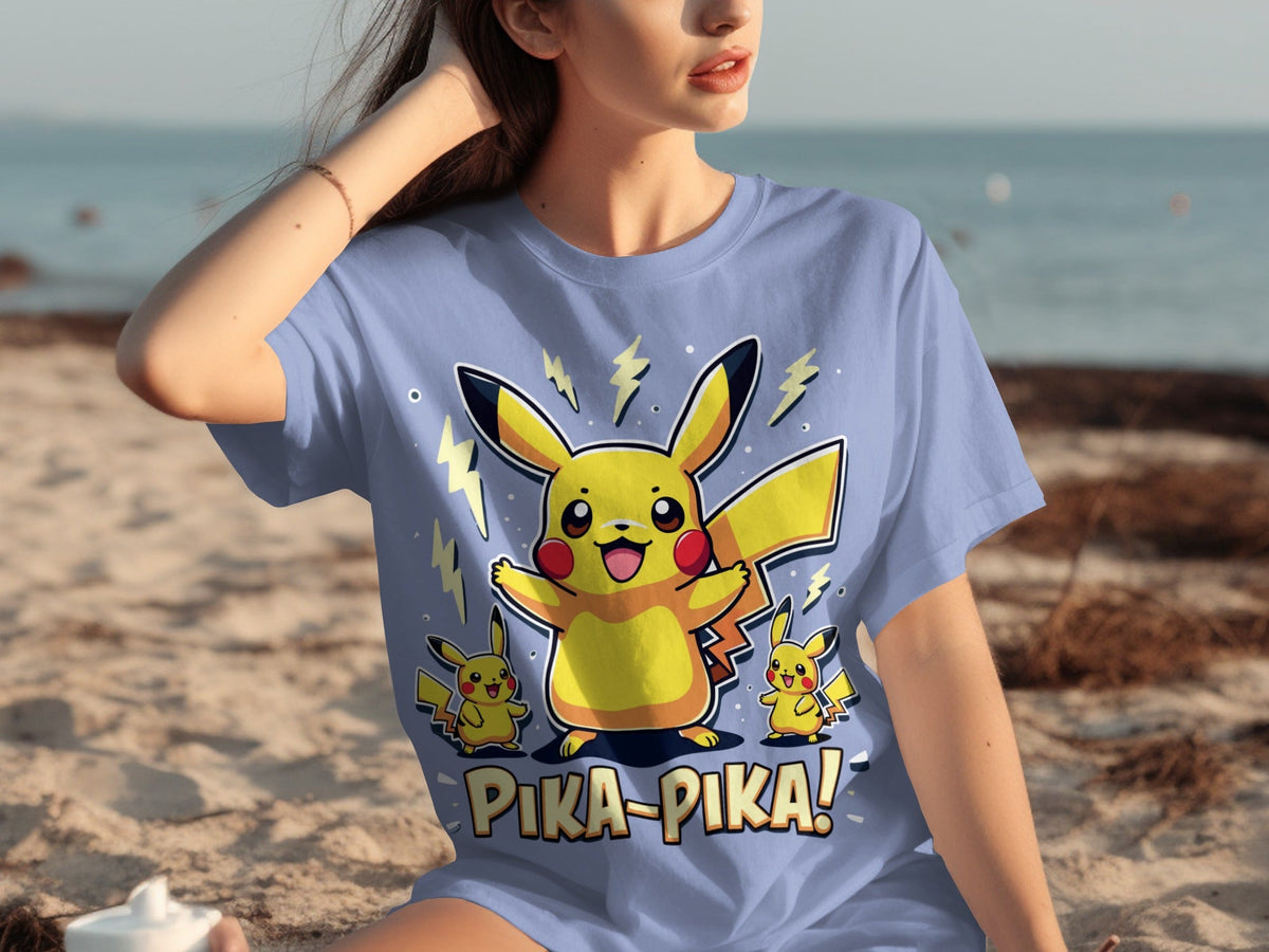 Pika Pika Pikachu With Electrical Arcs Design T-Shirts