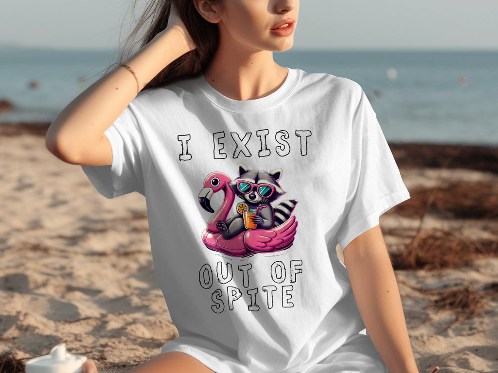 Funny Raccoon Flamingo Float I Exist Out Of Spite T-Shirts