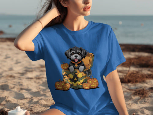 Cute Dog In a Pumpkin Container Halloween Season T-Shirts