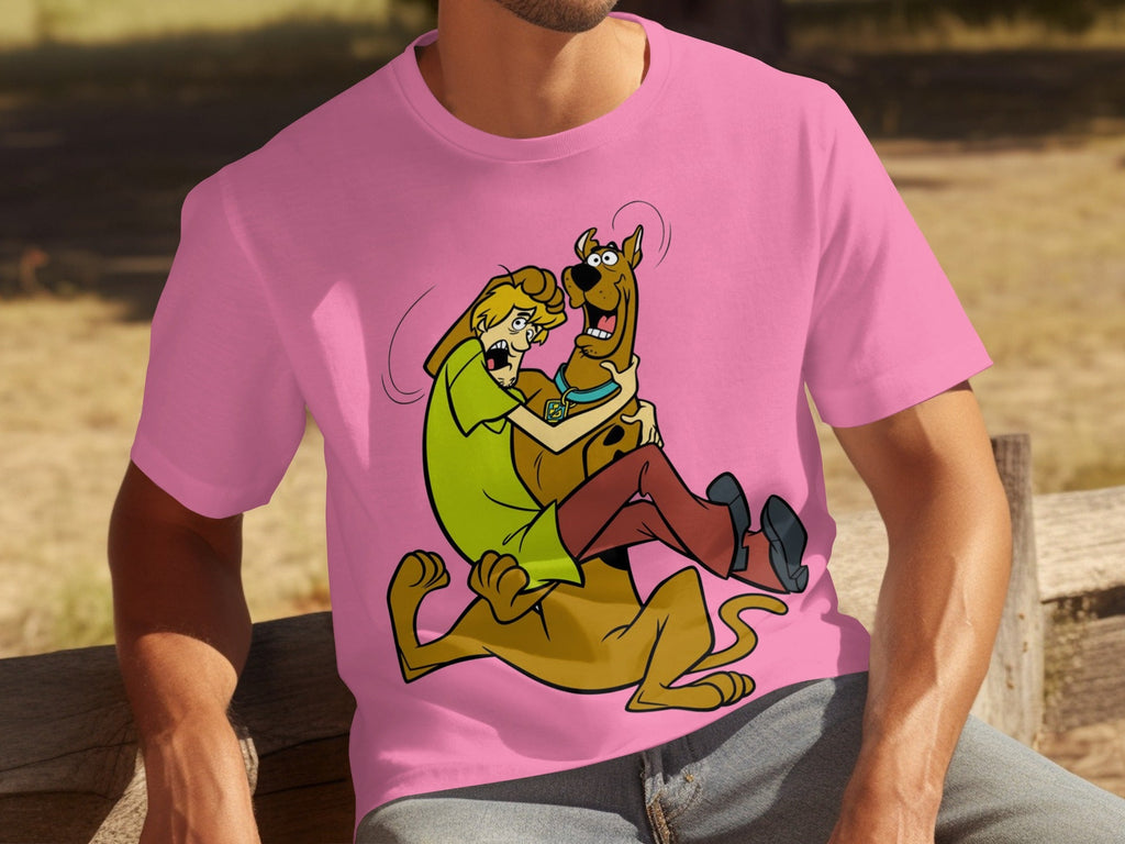 Shaggy Riding Scooby Doo Scared Cartoon Character T-Shirts